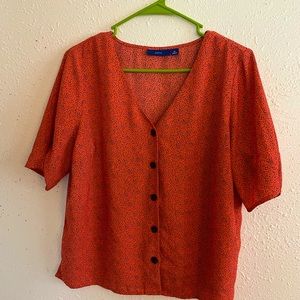 Pink polka dotted blouse